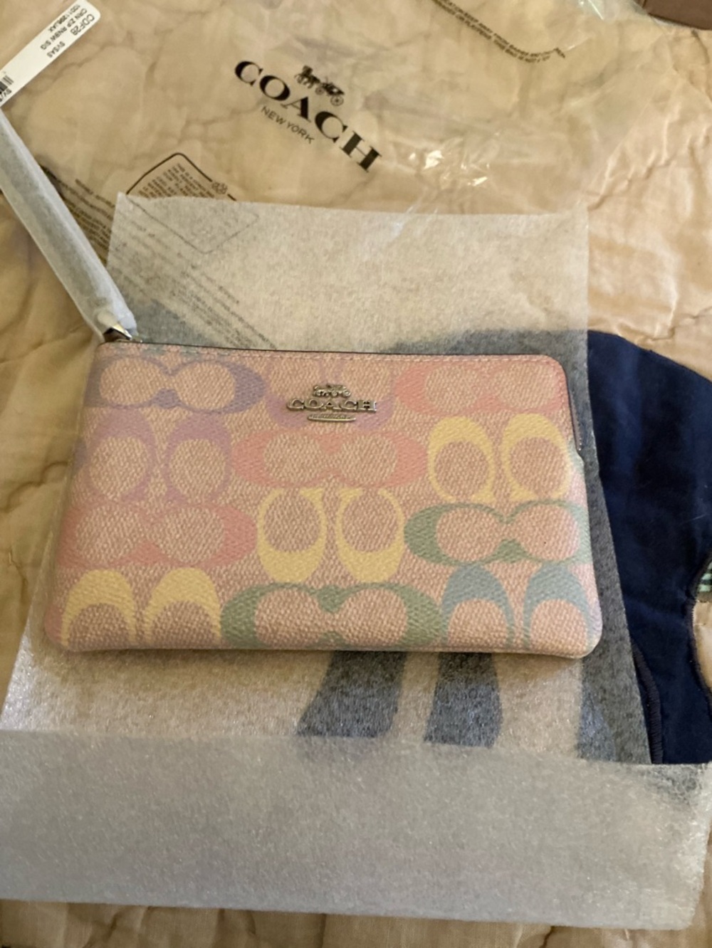 Coach Pastel Rainbow Corner Zip Wristlet - Picture 2 of 8